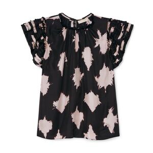 Ulla Johnson Micaela Ruffle Silk Blouse In Noir Blur
